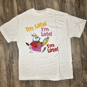 1980s Alice in Wonderland white rabbit I’m late T-shirt (RARE FIND)